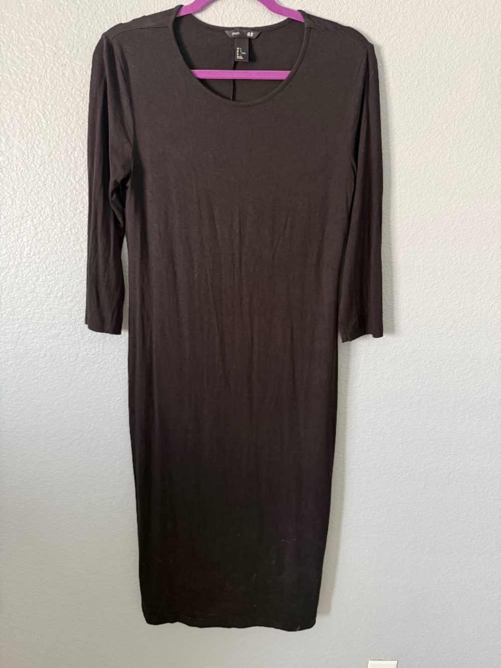 H&M Basic Black Maxi Dress with 3/4" Sleeves Size M